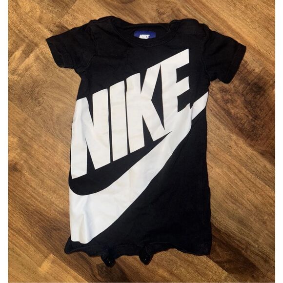 Nike Infant Logo Shortall Black - Size 0-3 Month - Picture 2 of 3